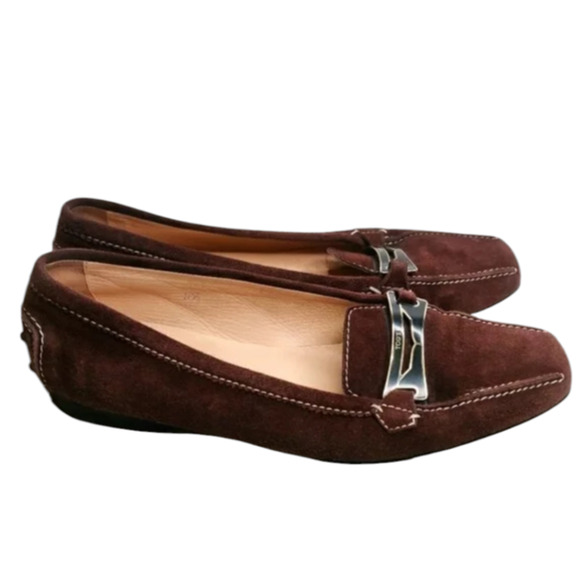 Brown TODS Suede Loafers sz 5.5 - Picture 1 of 8